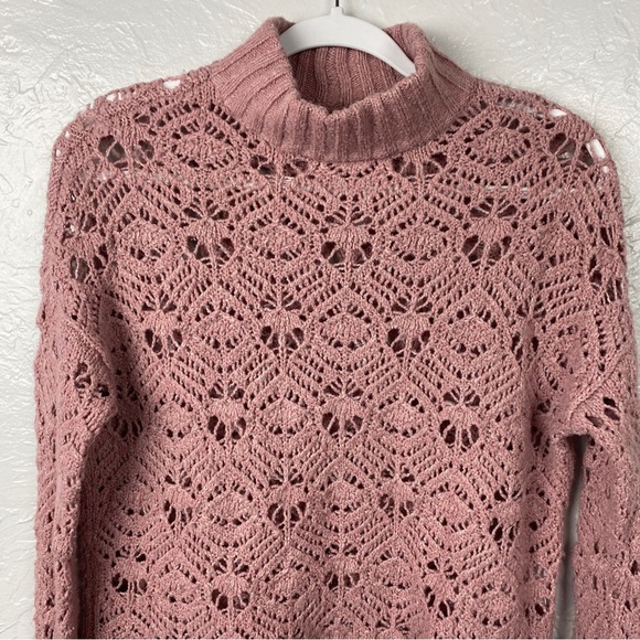 American Eagle mauve mock neck open knit sweater size XS - Picture 4 of 9